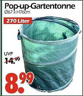 Pop-up-Gartentonne Ø67 x H76cm 270 Liter