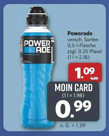 Powerade 0,5-Liter-Flasche für nur 0,99 € mit Moin Card