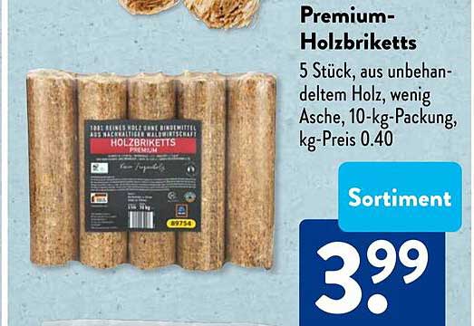 Premium-Holzbriketts - 5 Stück aus unbehandeltem Holz