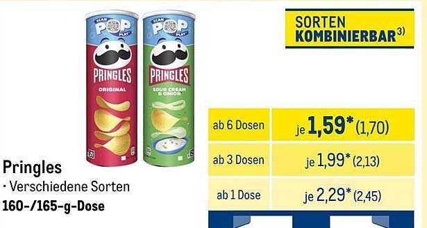 Pringles – Verschiedene Sorten 160-/165-g-Dose