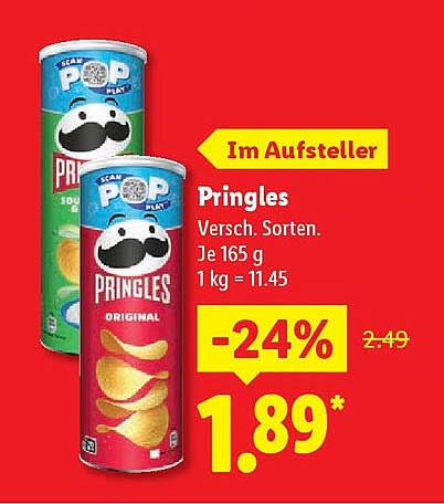 Pringles - Verschiedene Sorten, je 165 g