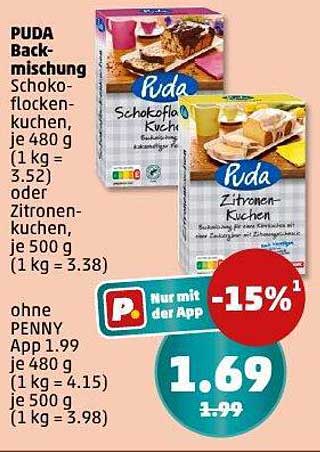 PUDA Backmischung Schokokuchen oder Zitronenkuchen