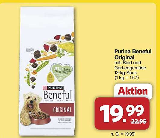 Purina Beneful Original mit Rind und Garten Gemüse 12-kg-Sack