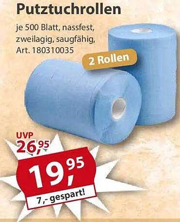 Putzuchrollen – 2 Rollen je 500 Blatt, nassfest und zweilagig