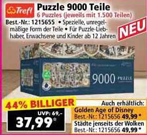 Puzzle 9000 Teile - 6 Puzzles mit jeweils 1.500 Teilen