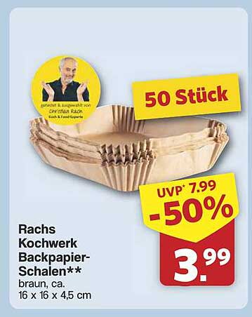 Rachs Kochwerk Backpapier-Schalen 50 Stück