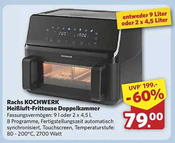 Rachs KOCHWERK Heißluft-Fritteuse Doppelkammer