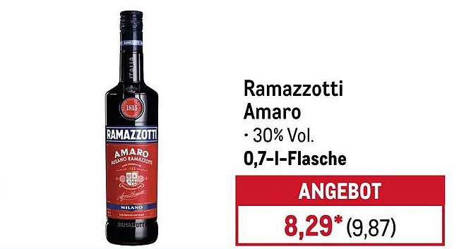 Ramazzotti Amaro 0,7-l-Flasche (30% Vol.)
