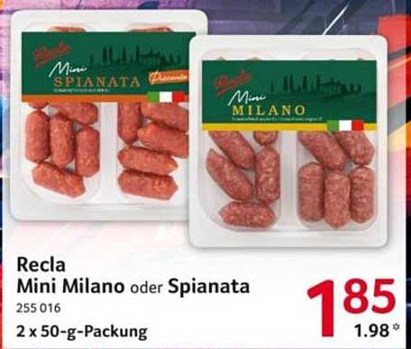 Recla Mini Milano oder Spianata 2 x 50-g-Packung