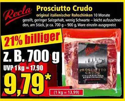 Recla Prosciutto Crudo - original italienischer Rohschinken