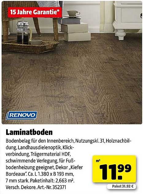 RENOVO Laminatboden Kiefer Bordeaux
