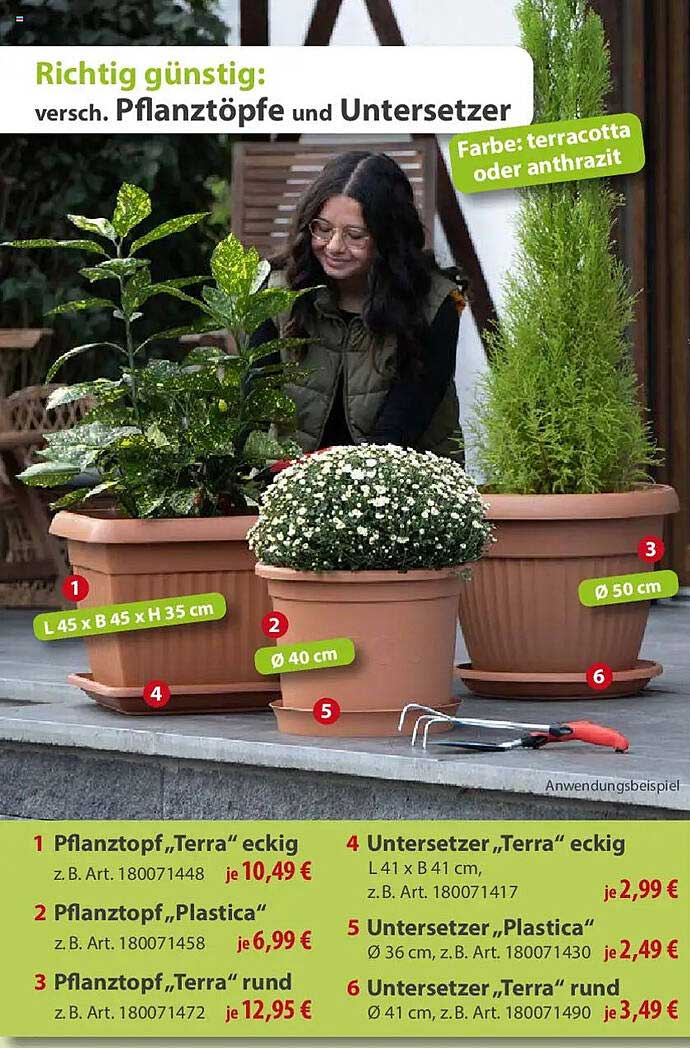 Richtig günstig: versch. Pflanztöpfe und Untersetzer