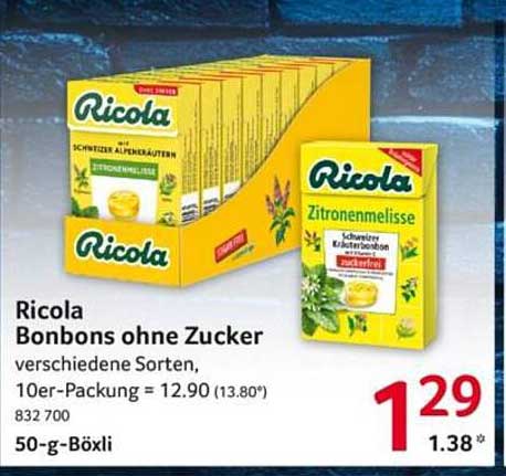 Ricola Bonbons ohne Zucker – verschiedene Sorten