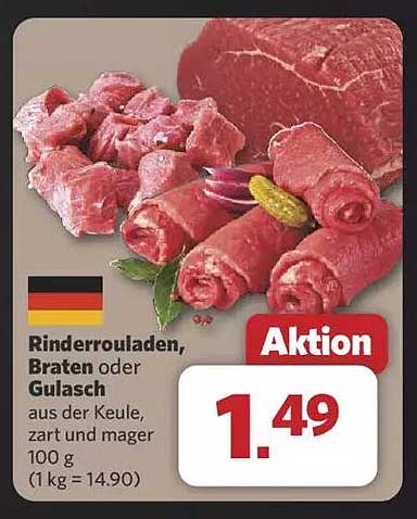 Rinderrouladen, Braten oder Gulasch aus der Keule - zart und mager