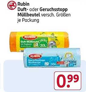 Rubin Duft- oder Geruchsstopp Müllbeutel versch. Größen je Packung