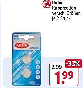 Rubin Knopfzellen versch. Größen je 2 Stück