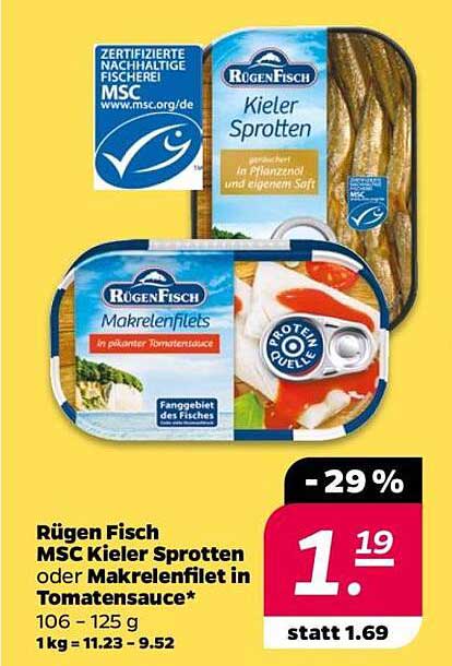 Rügen Fisch MSC Kieler Sprotten oder Makrelenfilet in Tomatensauce