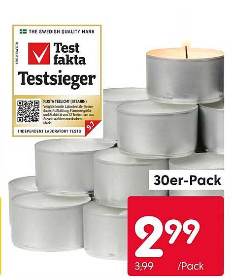 Rusta Teelichter (30er-Pack) - Testsieger!