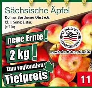 Sächsische Äpfel, Dohna, Borthener Obst e.G., 2 kg