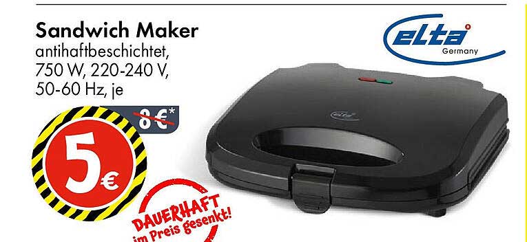 Sandwich Maker antiahaftbeschichtet, 750 W