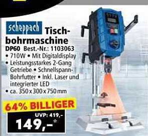 scheppach Tischbohrmaschine DP60 - 710W mit Digitaldisplay