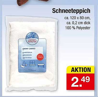 Schneeteppich ca. 120 x 80 cm, ca. 0,2 cm dick, 100 % Polyester