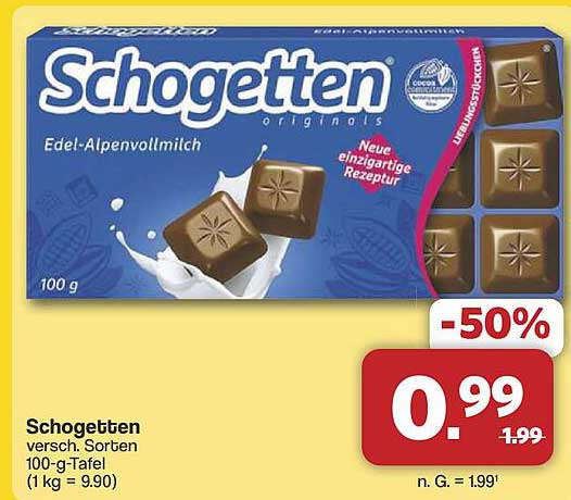 Schogetten versch. Sorten 100-g-Tafel