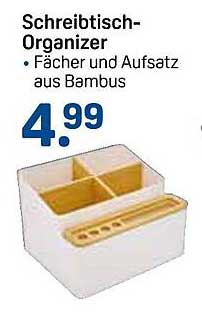 Schreibtisch-Organizer - Fächer und Aufsatz aus Bambus