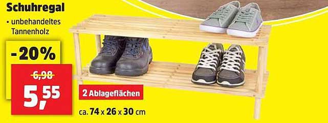 Schuhregal - unbehandeltes Tannenholz