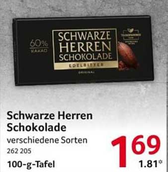 Schwarze Herren Schokolade – verschiedene Sorten
