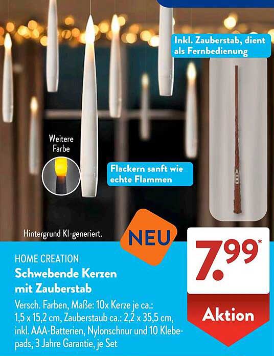 Schwebende Kerzen mit Zauberstab