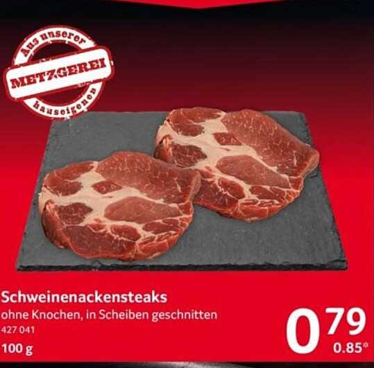Schweinenackensteaks ohne Knochen, in Scheiben geschnitten
