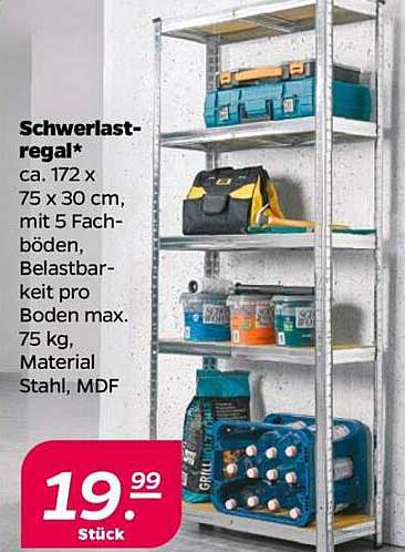 Schwerlastregal 172 x 75 x 30 cm - jetzt nur für 19,99 €