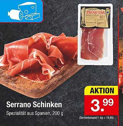 Serrano Schinken - Spezialität aus Spanien, 200 g