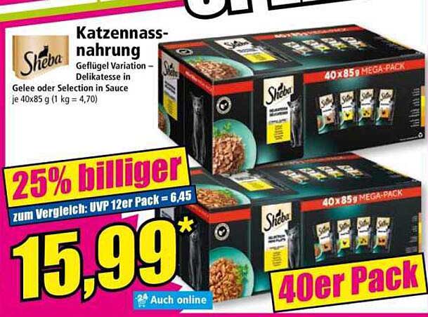 Sheba Katzennassnahrung Geflügel Variation – Mega-Pack 40er