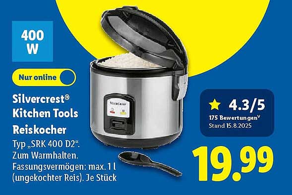 Silvercrest® Kitchen Tools Reiskocher Typ „SRK 400 D2“