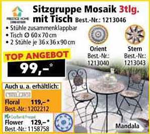 Sitzgruppe Mosaik 3-tlg. mit Tisch