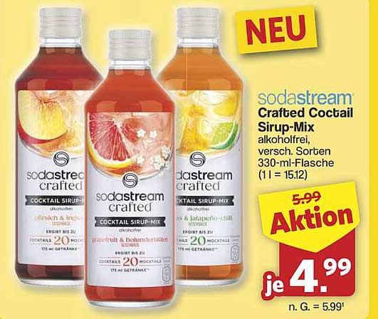 sodastream Crafted Cocktail Sirup-Mix, alkoholfrei, verschiedene Sorten, 330-ml-Flasche
