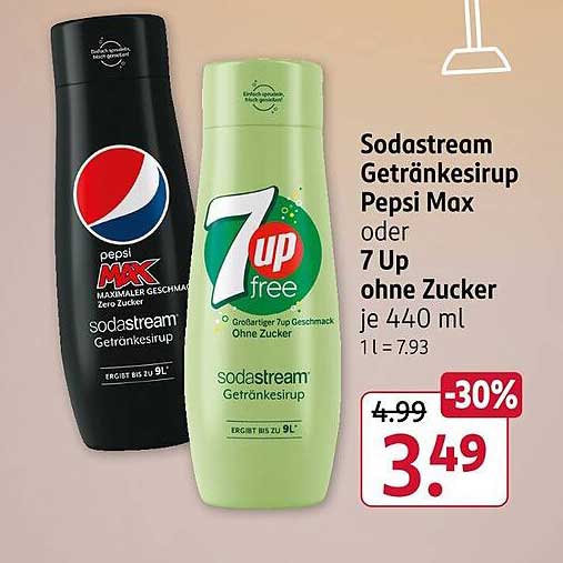 Sodastream Getränkesirup Pepsi Max oder 7 Up ohne Zucker je 440 ml