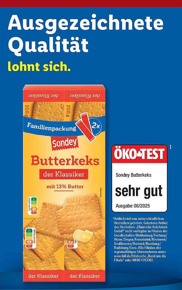 Sondey Butterkeks der Klassiker mit 13% Butter