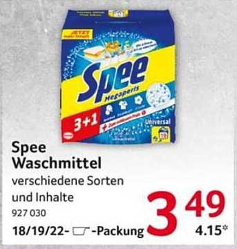 Spee Waschmittel - verschiedene Sorten und Inhalte