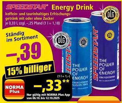 Speedstar Energy Drink - Koffein- und Taurinhaltiges Erfrischungsgetränk
