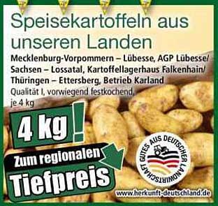Speisekartoffeln aus unseren Ländern - 4 kg zum regionalen Tiefpreis