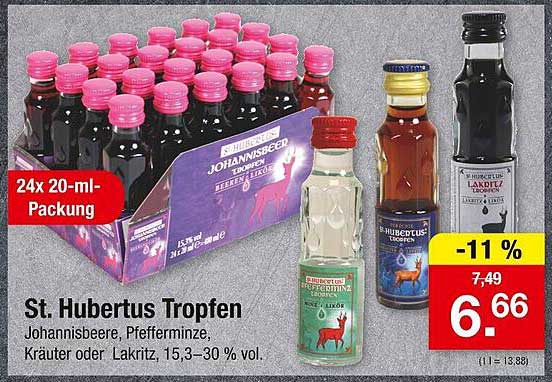 St. Hubertus Tropfen Johannisbeere, Pfefferminze, Kräuter oder Lakritz, 15,3 - 30 % vol