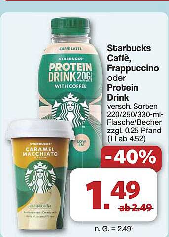 Starbucks Caffè, Frappuccino oder Protein Drink