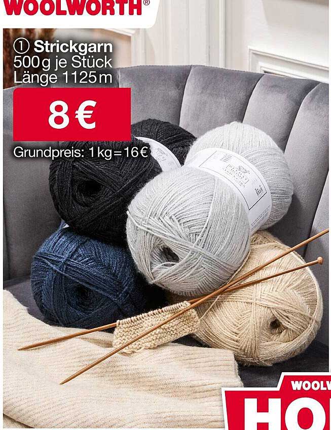 Strickgarn 500 g je Stück – Länge 1125 m