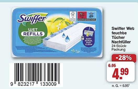 Swiffer Wet feuchte Tücher Nachfüller 24-Stück-Packung