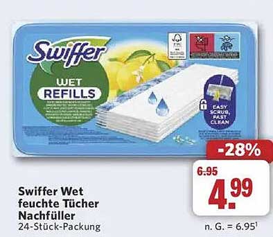 Swiffer Wet feuchte Tücher Nachfüller 24-Stück-Packung