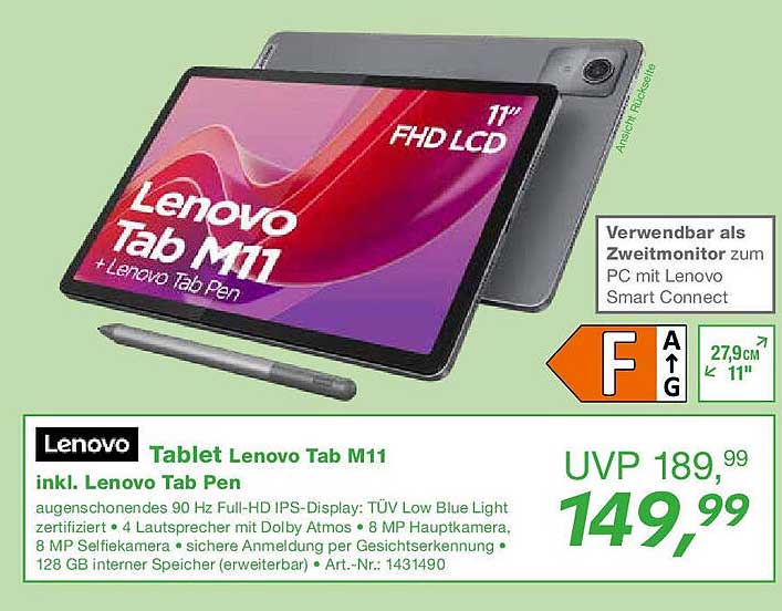Tablet Lenovo Tab M11 inkl. Lenovo Tab Pen