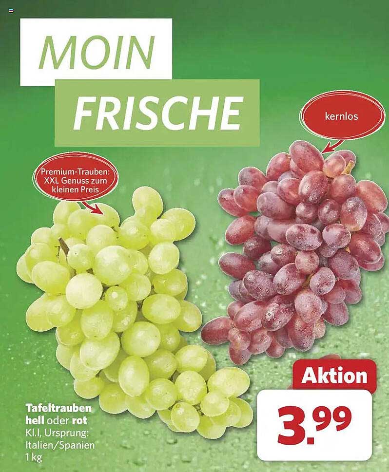 Tafeltrauben hell oder rot - Frische aus Italien/Spanien 1 kg